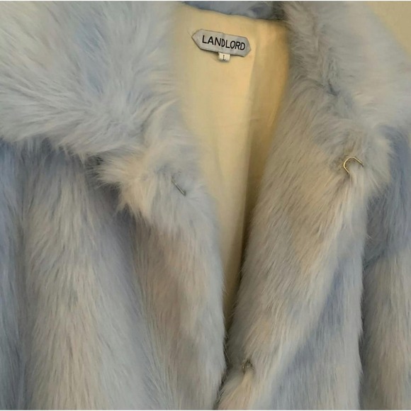 LANDLORD BABY BLUE FAUX FUR JACKET COAT L OVERSIZED FITS XXL - Picture 5 of 8